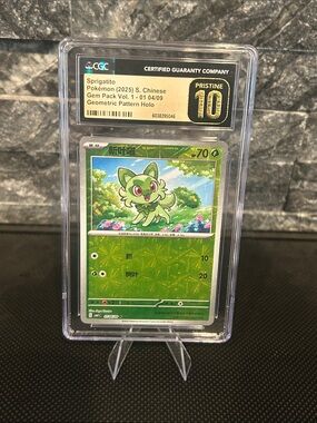 CGC Pristine 10 Sprigatito 0104/09 Geometric Holo Gem Pack Vol. 1 (Chinese)